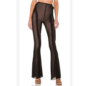 Majorelle Black Ruffle Trim Sheer Mesh Flare Pants Size S Revolve‎ Festival Rave